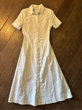 Aritzia Babaton White Linen Button-Front Shirt Midi Dress 2XS
